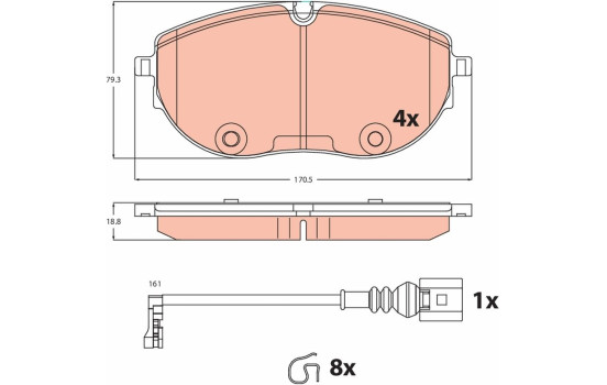 Brake pad set, disc brake GDB2486 TRW