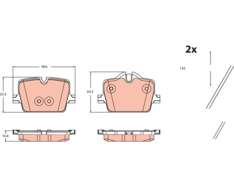 Brake pad set, disc brake GDB2487 TRW