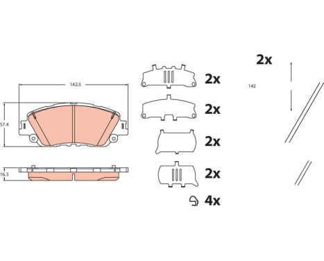 Brake pad set, disc brake GDB2488 TRW