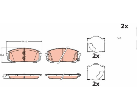 Brake pad set, disc brake GDB2492 TRW