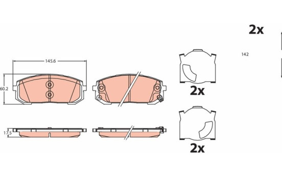 Brake pad set, disc brake GDB2492 TRW
