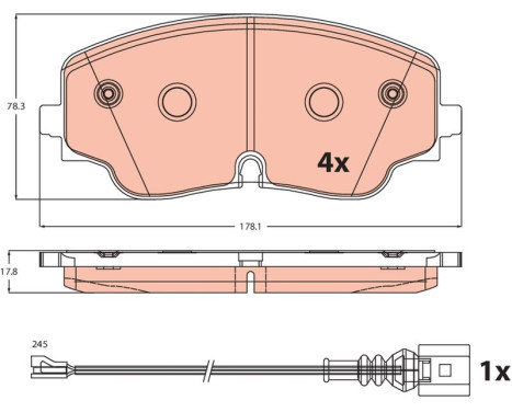 Brake pad set, disc brake GDB2498 TRW