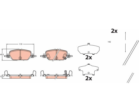 Brake pad set, disc brake GDB2513 TRW
