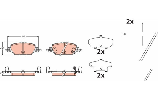 Brake pad set, disc brake GDB2513 TRW