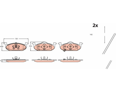 Brake pad set, disc brake GDB2514 TRW
