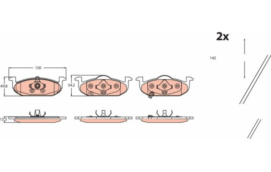 Brake pad set, disc brake GDB2514 TRW