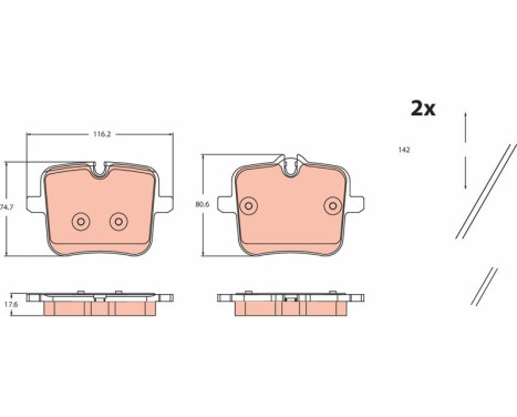 Brake pad set, disc brake GDB2519 TRW
