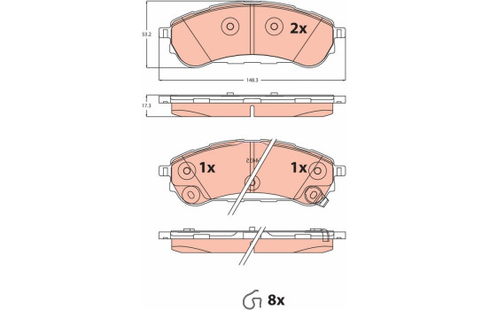 Brake pad set, disc brake GDB2529 TRW