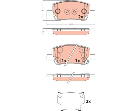 Brake pad set, disc brake GDB2541 TRW