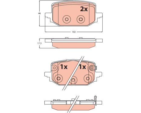 Brake pad set, disc brake GDB2546 TRW