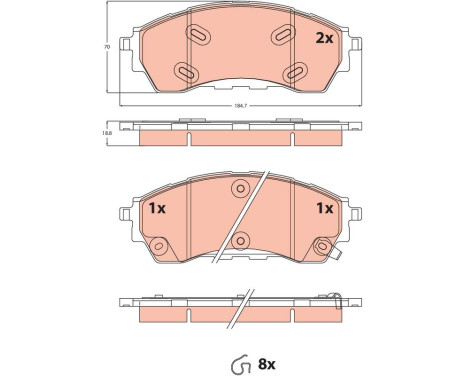Brake pad set, disc brake GDB2550 TRW