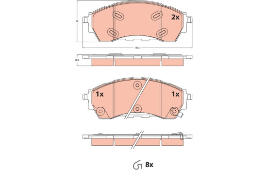 Brake pad set, disc brake GDB2550 TRW