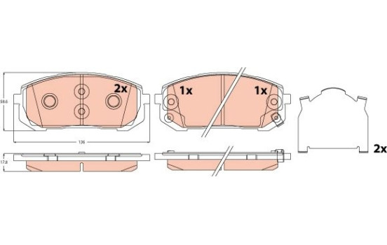 Brake pad set, disc brake GDB2560 TRW