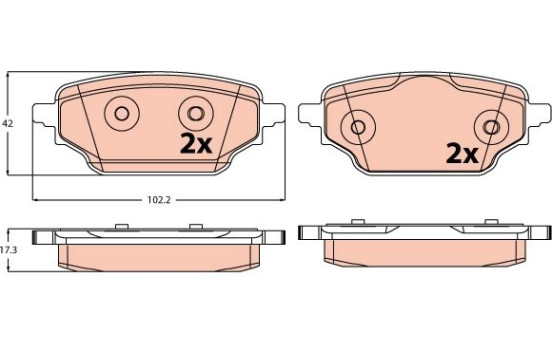 Brake pad set, disc brake GDB2561 TRW
