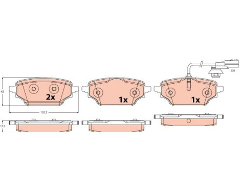 Brake pad set, disc brake GDB2592 TRW