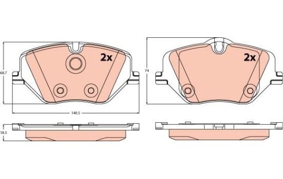 Brake pad set, disc brake GDB2608 TRW