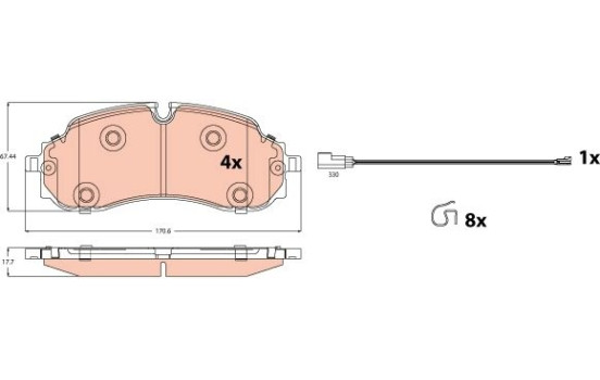 Brake pad set, disc brake GDB2609 TRW