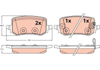 Brake pad set, disc brake GDB2615 TRW