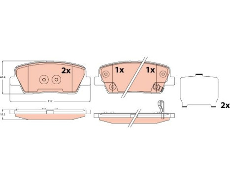 Brake pad set, disc brake GDB2621 TRW
