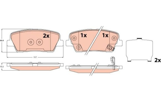 Brake pad set, disc brake GDB2621 TRW