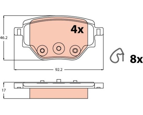 Brake pad set, disc brake GDB2622 TRW