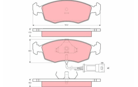 Brake Pad Set, disc brake GDB301 TRW, Image 2