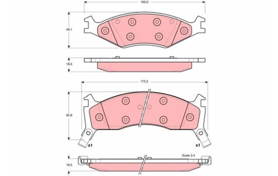 Brake Pad Set, disc brake GDB3123 TRW, Image 2