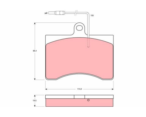 Brake Pad Set, disc brake GDB314 TRW, Image 2