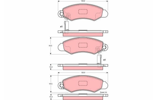 Brake Pad Set, disc brake GDB3215 TRW, Image 2