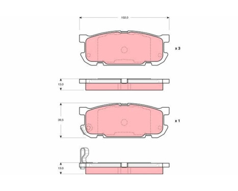 Brake Pad Set, disc brake GDB3303 TRW, Image 2