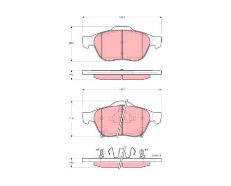 Brake Pad Set, disc brake GDB3335 TRW, Image 2