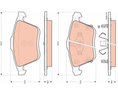 Brake Pad Set, disc brake GDB3400 TRW, Image 2