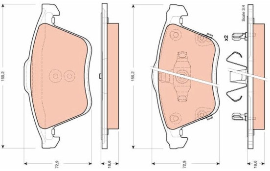 Brake Pad Set, disc brake GDB3400 TRW, Image 2