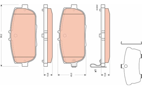 Brake Pad Set, disc brake GDB3402 TRW, Image 2