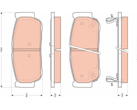 Brake Pad Set, disc brake GDB3413 TRW, Image 2