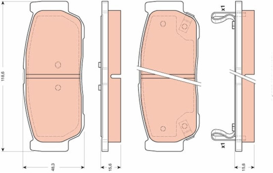 Brake Pad Set, disc brake GDB3413 TRW, Image 2