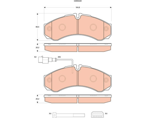 Brake Pad Set, disc brake GDB3440 TRW, Image 2