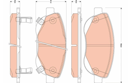 Brake Pad Set, disc brake GDB3511 TRW, Image 2