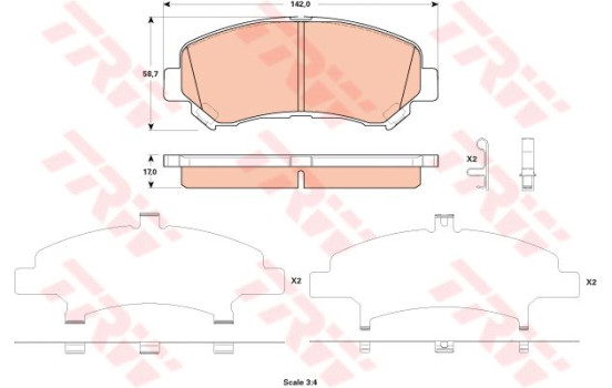 Brake Pad Set, disc brake GDB3521 TRW