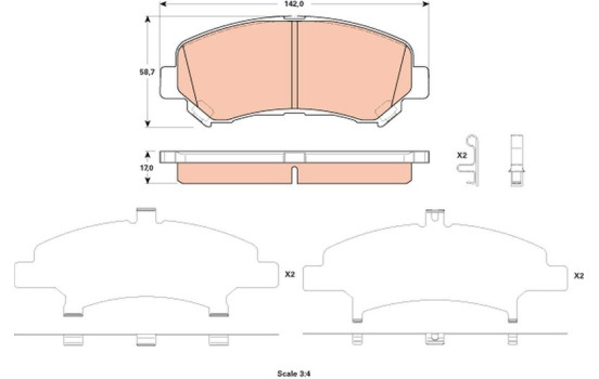Brake Pad Set, disc brake GDB3521 TRW, Image 2