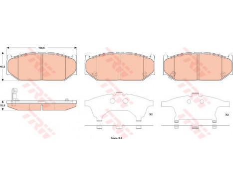 Brake Pad Set, disc brake GDB3522 TRW