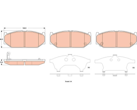 Brake Pad Set, disc brake GDB3522 TRW, Image 2