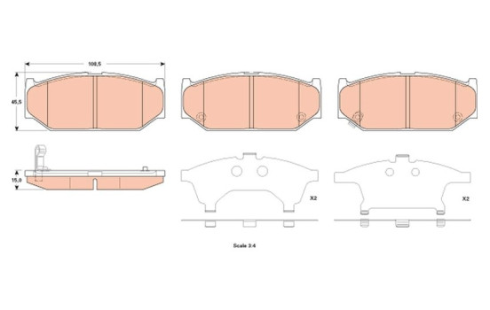 Brake Pad Set, disc brake GDB3522 TRW, Image 2