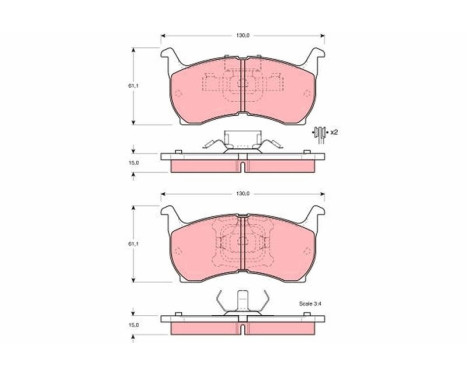 Brake Pad Set, disc brake GDB354 TRW, Image 2