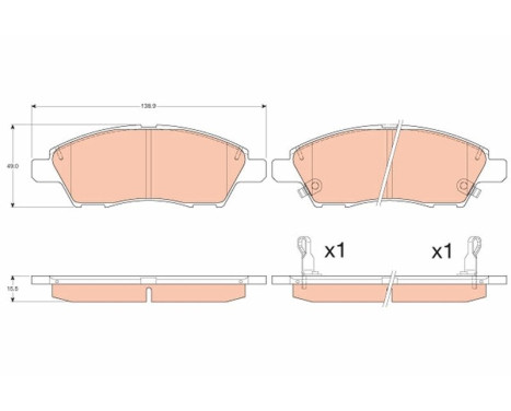 Brake Pad Set, disc brake GDB3613 TRW