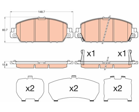 Brake Pad Set, disc brake GDB3615 TRW, Image 2