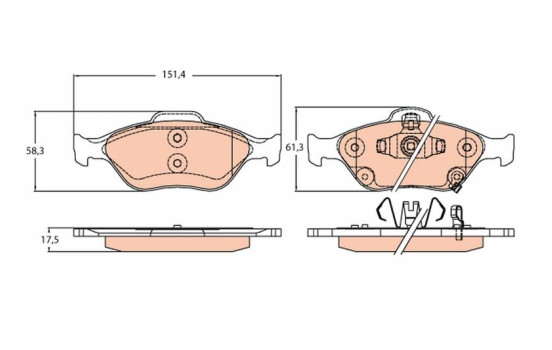 Brake Pad Set, disc brake GDB3625 TRW, Image 2