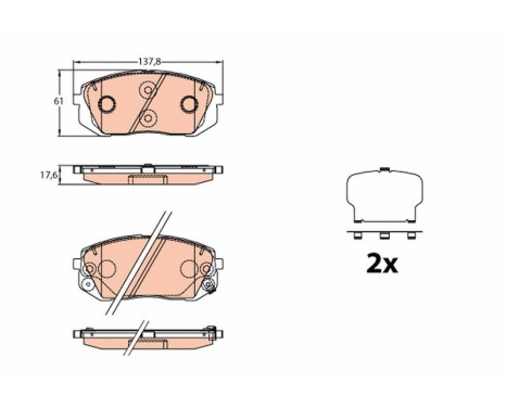 Brake Pad Set, disc brake GDB3640 TRW, Image 2