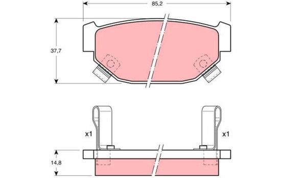 Brake Pad Set, disc brake GDB381 TRW, Image 2
