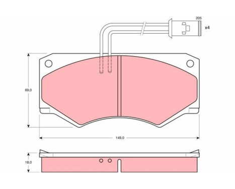 Brake Pad Set, disc brake GDB390 TRW, Image 2